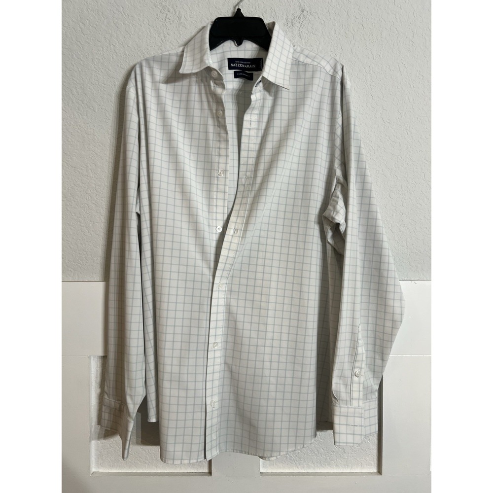 Mizzen Main Shirt Men XL Blue Geometric Performance Menswear Button Down